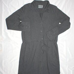 Faherty Paige Organic Cotton Dress Gray Button Front Drawstring Waist L/S Size M